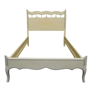 Thomasville Furniture Cream / Off White Painted French Provincial Twin Size Bed