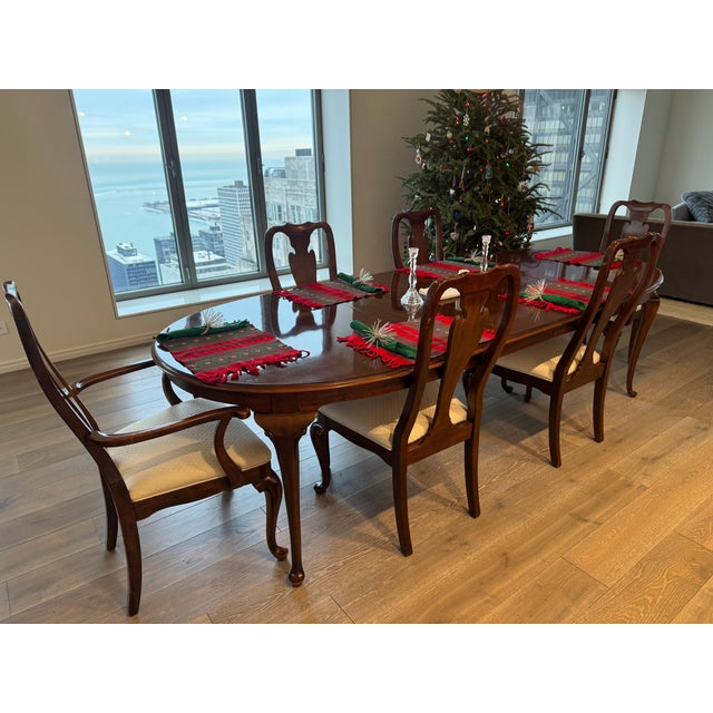 Elegant Drexel Heritage dining set crafted in solid wood, showcasing the brand’s renowned American craftsmanship and...