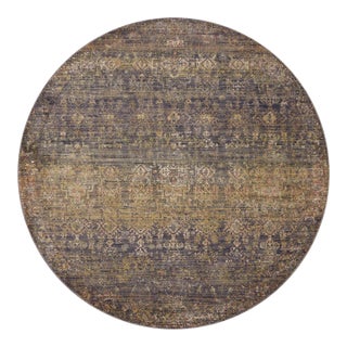 Jean Stoffer x Loloi Bradbury Ink / Multi 5'-0" x 5'-0" Round Accent Rug For Sale
