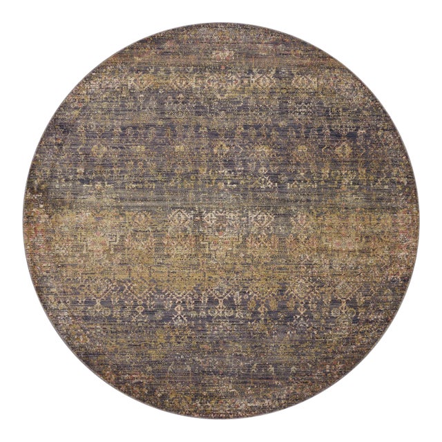 Jean Stoffer x Loloi Bradbury Ink / Multi 5'-0" x 5'-0" Round Accent Rug For Sale
