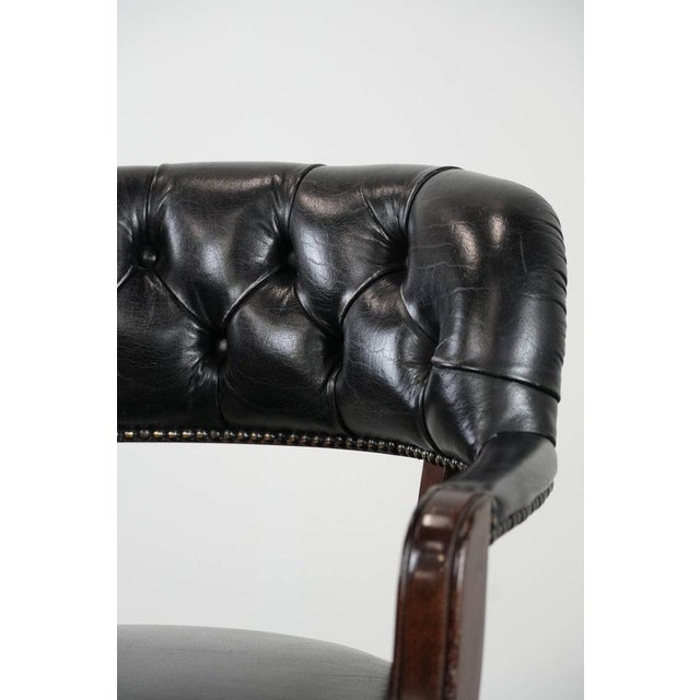 Chesterfield Office Chair in Cowhide Leather on Wheels For Sale - Image 11 of 18