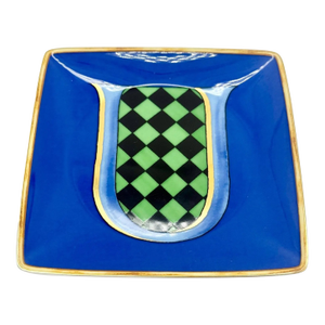 Versace Rosenthal Letter "U" Trinket Dish Holiday Alphabet 2019 in Blue & Gold