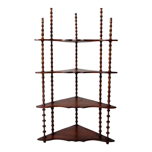 Antique Folk Art Spool Corner Shelf For Sale