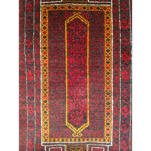 1950s Vintage Baluch Prayer Rug, Hand-Knotted Wool, Mid-20th Century For Sale - Image 5 of 7