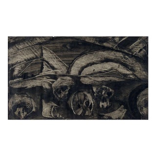 Mid Century Abstract Monoprint in Black & Gray For Sale