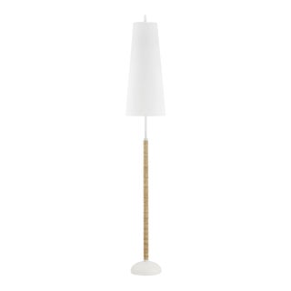 Mitzi Mariana Rattan 2-Light Floor Lamp, Textured White For Sale