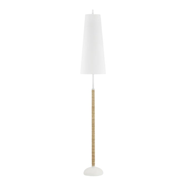 Mitzi Mariana Rattan 2-Light Floor Lamp, Textured White For Sale