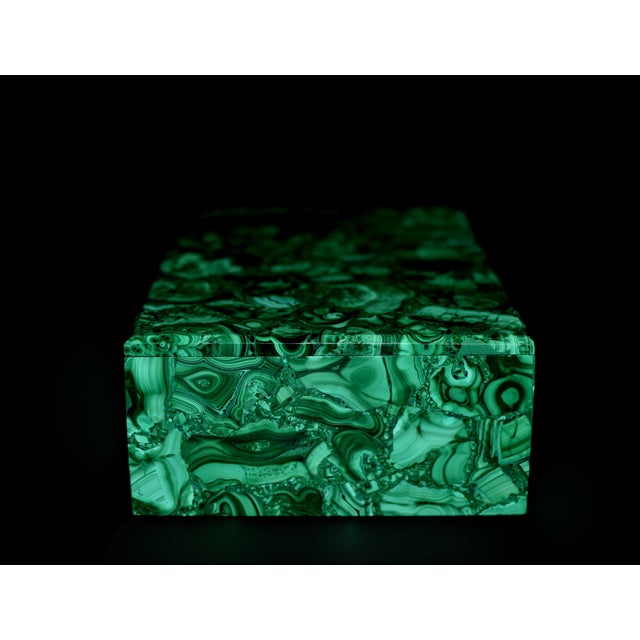 Late 20th Century Late 20th Century Jumbo Malachite Box 8" For Sale - Image 5 of 9