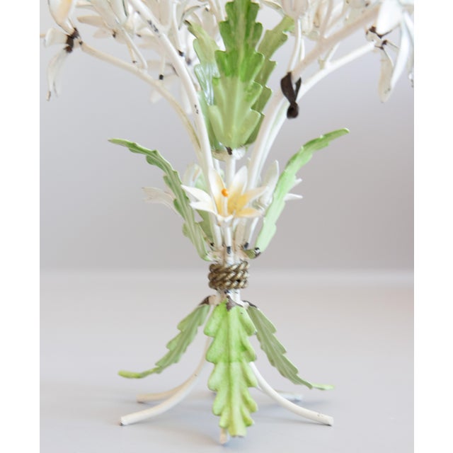 1950s Vintage Italian Tole Floral Spray Flower Arrangement Bouquet Centerpiece For Sale - Image 5 of 8