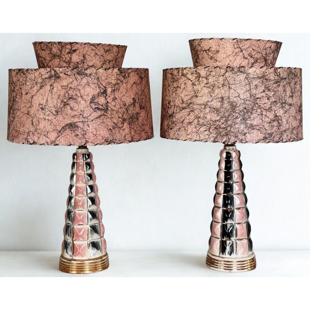 Mid 20th Century MCM Atomic Era Lamps With Shades, Restored - A Pair For Sale - Image 12 of 14