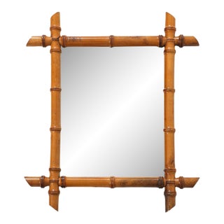 Vintage Faux Bamboo Mirror 3 For Sale