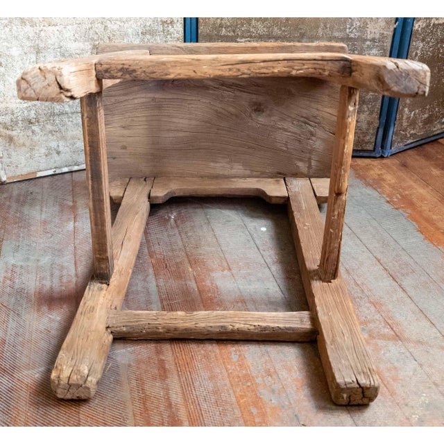 19th Century Chinese Distressed Elm Wood Side Table or Stool For Sale - Image 13 of 16