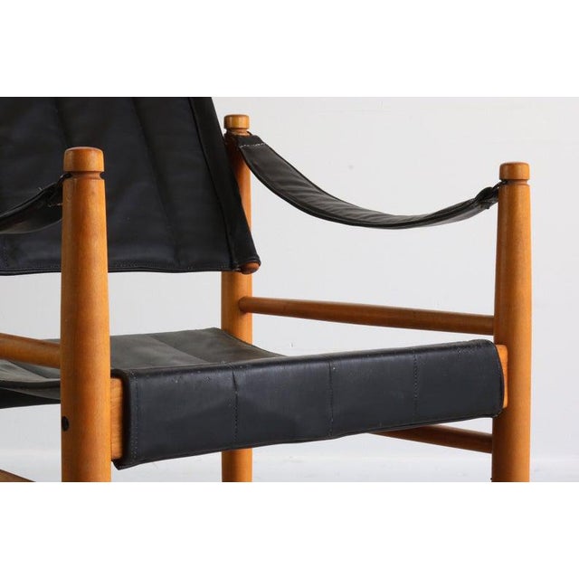 1960s Safari Chair in Oak and Leather For Sale - Image 5 of 7