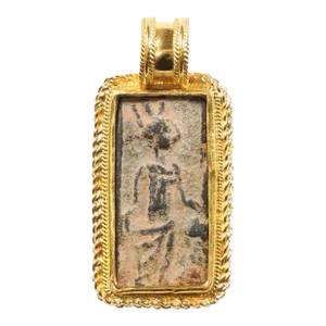 Antique A Roman Priest seal pendant set in 21K gold