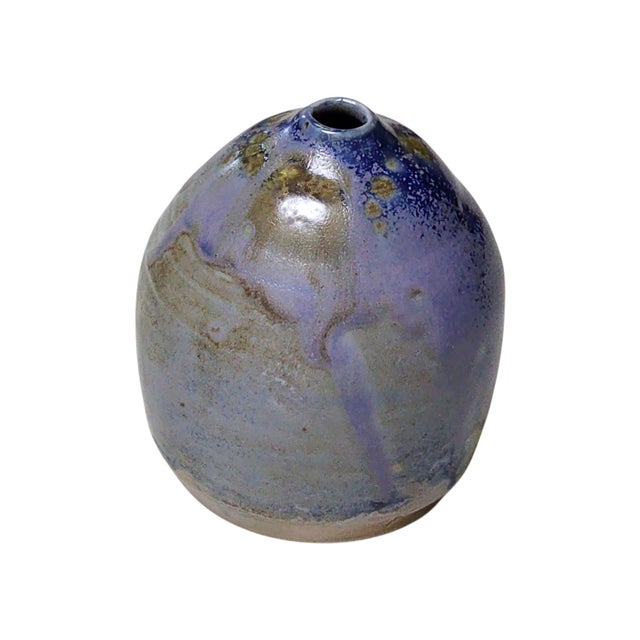 Groovy celestial glaze studio pottery bud vase by Joel Huff, in excellent condition. Artist signature to underside,...
