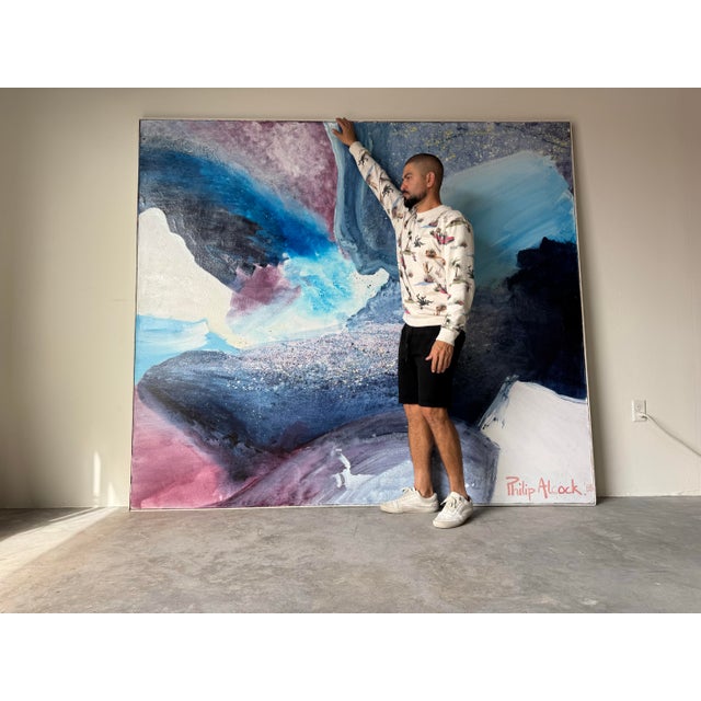 Mid-Century Modern Oversized- 1986 Philip Alcock Expressionist Abstract Acrylic on Canvas Painting For Sale - Image 3 of 12