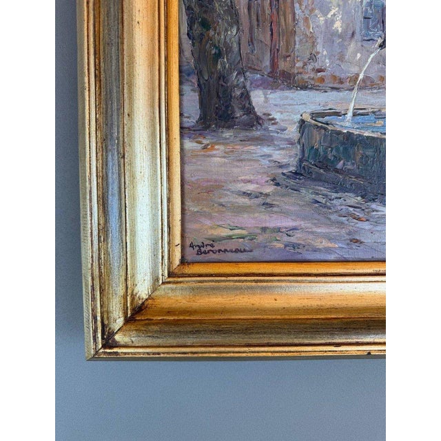 André Beronneau, Old Fountain at Cadenet, Vaucluse, 20th Century, Oil Painting on Canvas, Framed For Sale - Image 5 of 7