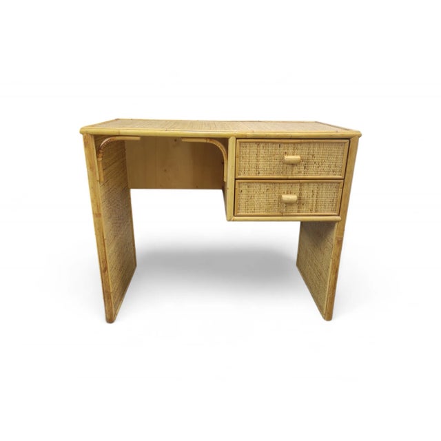 Wood Bamboo Wicker Desk, 1970s For Sale - Image 7 of 7