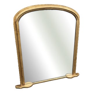 Large Antique English Gilt Arched Top Overmantle Mirror, 19th Century For Sale