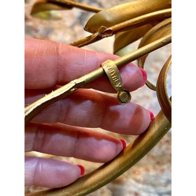 In the Style of Hans Kögl Hollywood Regency, Petite Glass and Brass Accent/Coffee Table, Italian Gilt, Tole Accent Table For Sale - Image 9 of 12