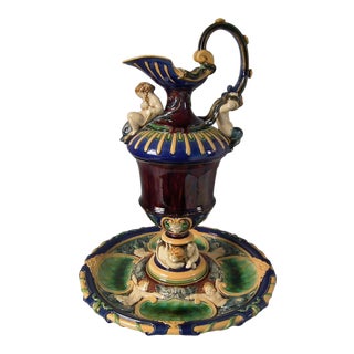 19th Century Minton Majolica Ewer & Stand For Sale