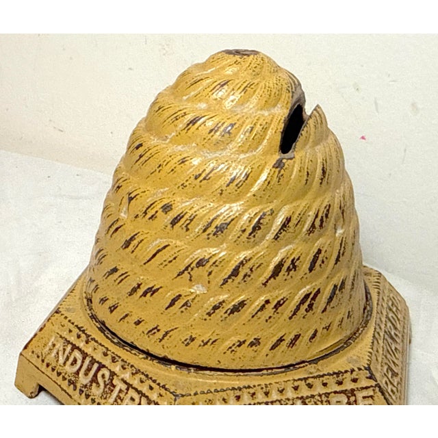 Antique Rare Early 1900's Industry Shall Be Rewarded Bee Hive Coin Still Bank For Sale - Image 10 of 13