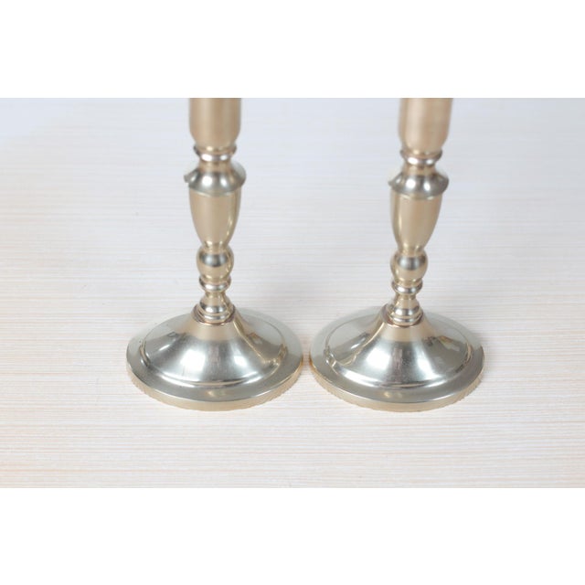 1960s Mid-Century Danish Handmade Brass Candlestick Holders For Sale - Image 5 of 12