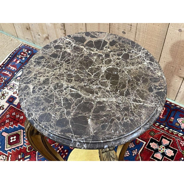 Gold Bolster in Gilded Wood and Marble Top, 1970s For Sale - Image 8 of 9