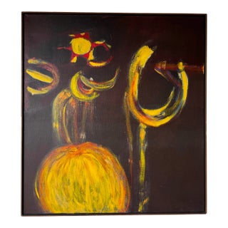 1970's Mid-Century Bob Logsdon Expressionist Abstract Acrylic Painting, Framed For Sale