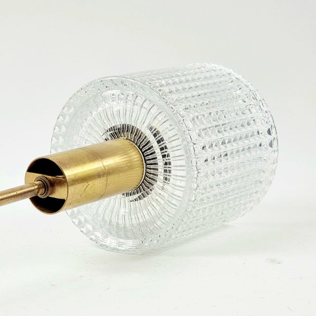 Metal Mid-Century Scandinavian Crystal Glass & Brass Pendant by Carl Fagerlund for Orrefors, Sweden, 1960s For Sale - Image 7 of 10