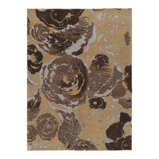 Rug & Kilim’s Mid-Century Modern Inspired Golden-Beige and Brown Wool and Silk Rug For Sale