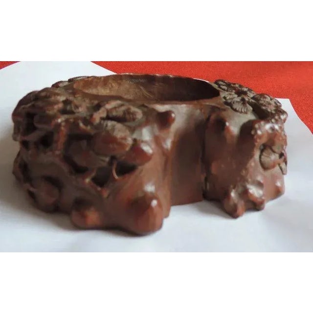 Brown 18th Century Chinese Carved Wood Scholar's Pine Branch Water Pot Brush Washer For Sale - Image 8 of 11