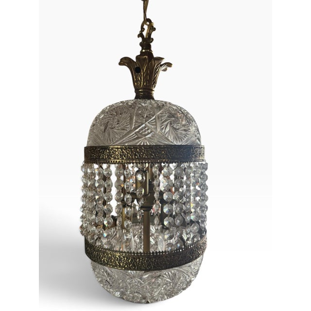 Vintage Hollywood Regency Crystal Glass Pineapple Swag Lamp, 21" For Sale - Image 9 of 9