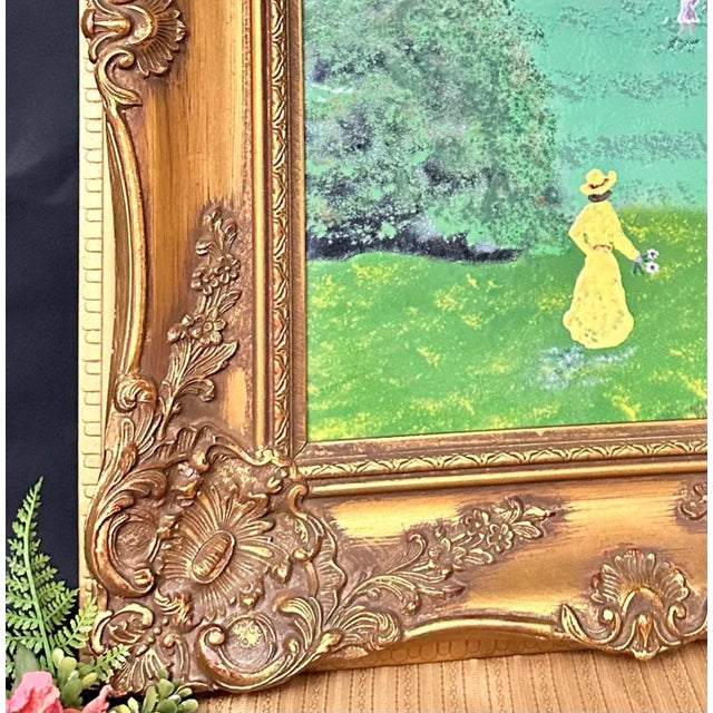 Impressionist Vintage Large Enamel Painting on Copper Framed Signed Jordon For Sale - Image 3 of 9