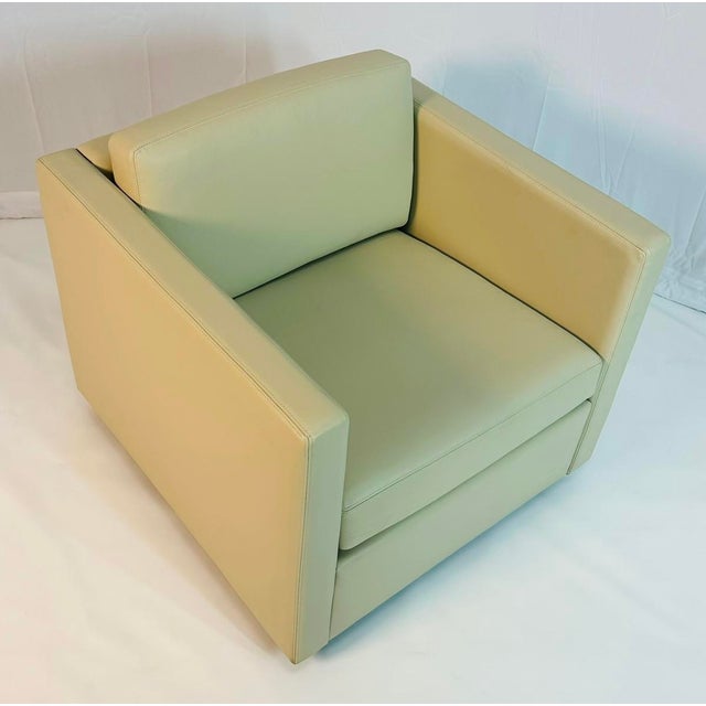 1980s Charles Pfister for Knoll Cream Leather Lounge Chair, Labeled, American 1980's For Sale - Image 5 of 17