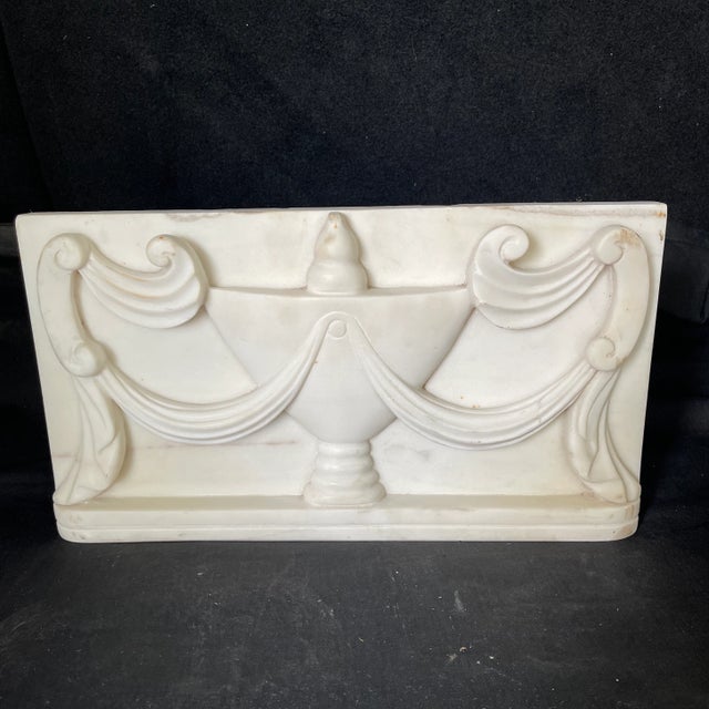 Late 19th Century Antique Classical Carved Marble Urn Plaque For Sale - Image 4 of 4