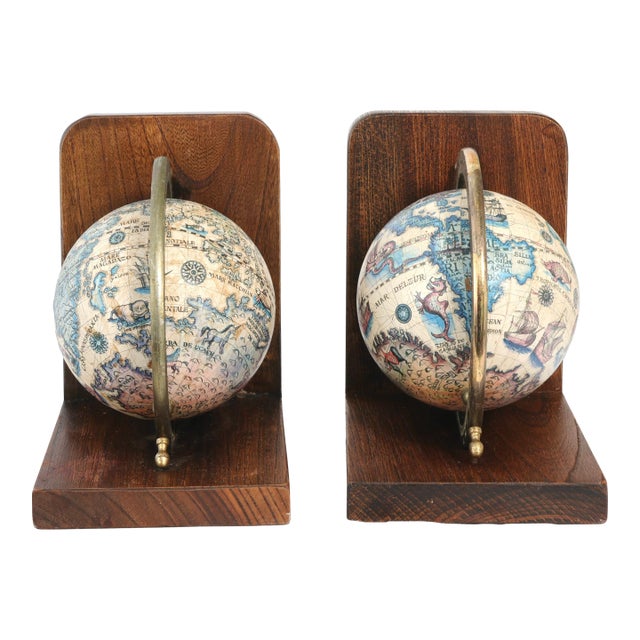 Midcentury Italian Globe Bookends For Sale