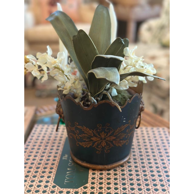 Black Vintage French Tole Cache Pot For Sale - Image 8 of 10