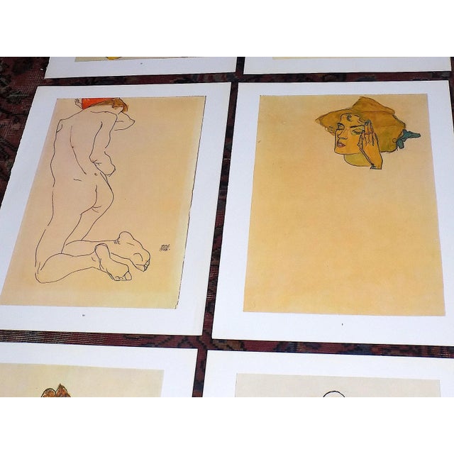 Authentic Vintage 20th Century Signed Egon Schiele Expressionist Nude Female Figural Lithographs - Set of 12 For Sale - Image 4 of 8