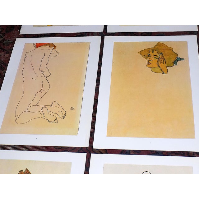 Vintage 20th Century Signed Egon Schiele Expressionist Female Figural Lithographs - Set of 12 For Sale - Image 4 of 8