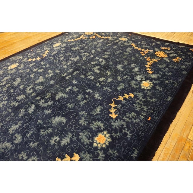 1920s Navy Background Traditional Damask Antique Chinese Peking Room Size Rug For Sale In New York - Image 6 of 9