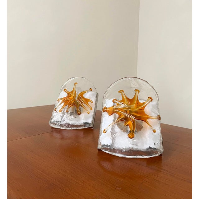 Orange Vintage Appliques in Murano Glass, 1970s, Set of 2 For Sale - Image 8 of 8