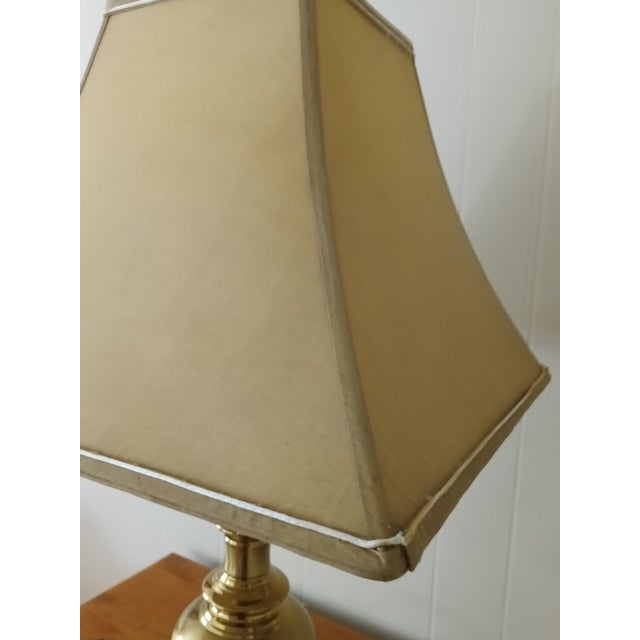 Vintage Solid Brass Table Lamp With Square Shade – Classic Traditional Elegance For Sale - Image 9 of 12