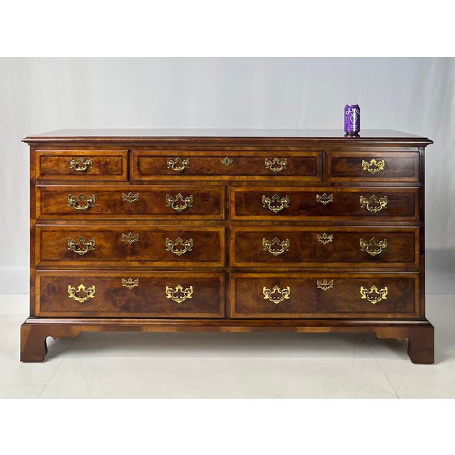 Late 20th Century Henredon Aston Court Collection Walnut, Myrtle & Ash Burl Double Dresser - Surrey Finish For Sale - Image 15 of 15