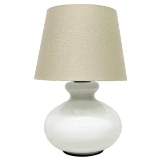 Dutch White Glass Table Lamp by Dijkstra, 1970s For Sale