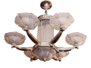 French 6-Arm Chandelier by Petitot for Atelier Petitot, 1930s
