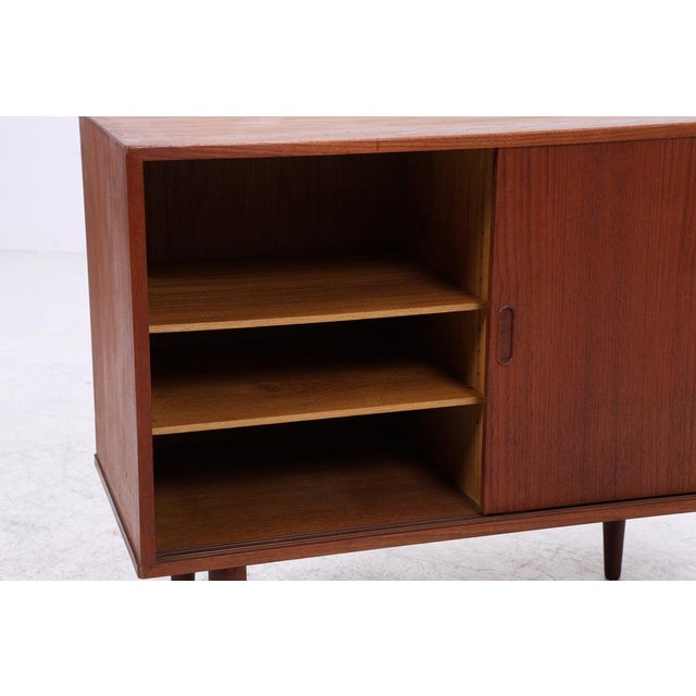 Brown Mid-Century Modern Teak Chest of Drawers with Sliding Doors, 1960s For Sale - Image 8 of 13