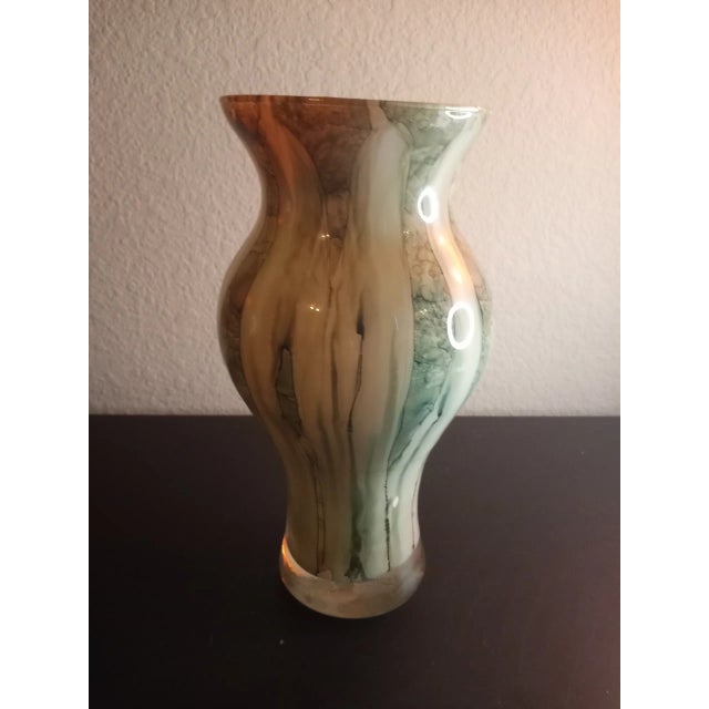 This is an Art Glass Drip Glazed 10" Decorative Vase. Procured at auction BOX F