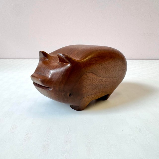 1980s Vintage Wooden Pig Stash Box For Sale - Image 5 of 8