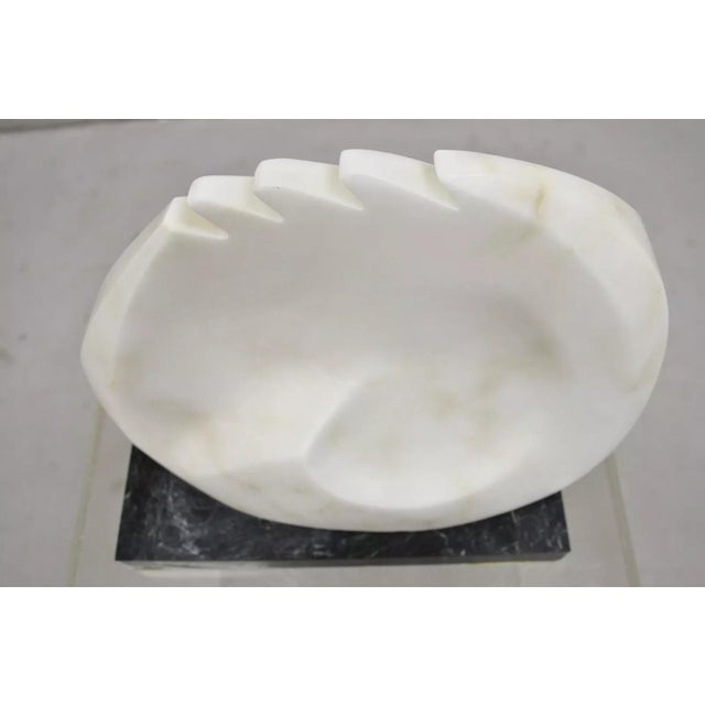 Modern Sheryl C. Benjamin Carved Marble Abstract Modernist Sculpture on Marble Base For Sale - Image 3 of 12